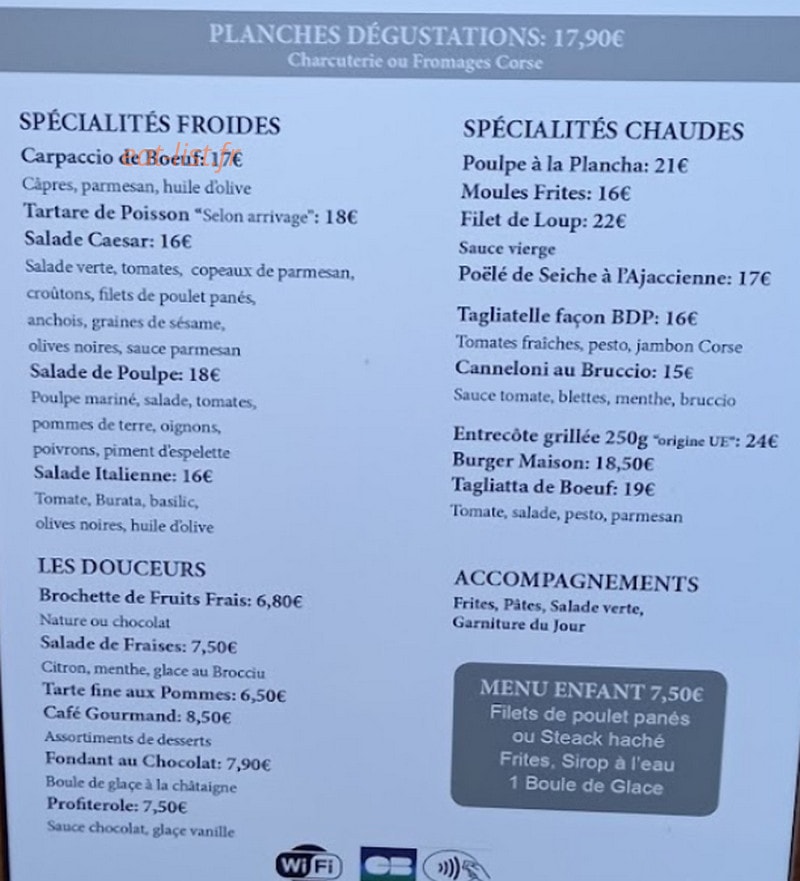 Brasserie du port — carte page 1