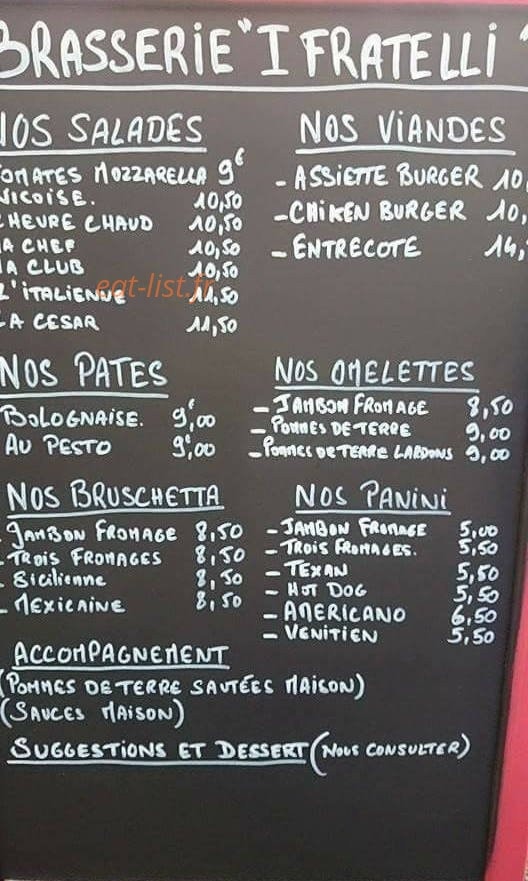 Brasserie I Fratelli — carte page 1