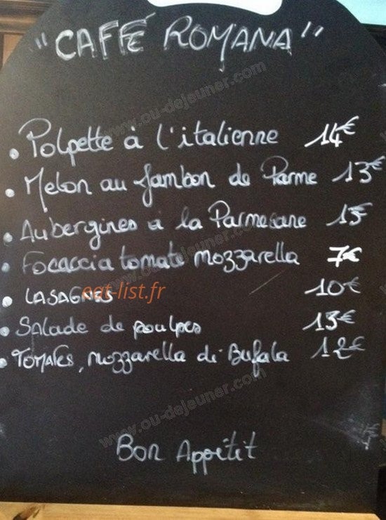 Caffé Romana — carte page 1