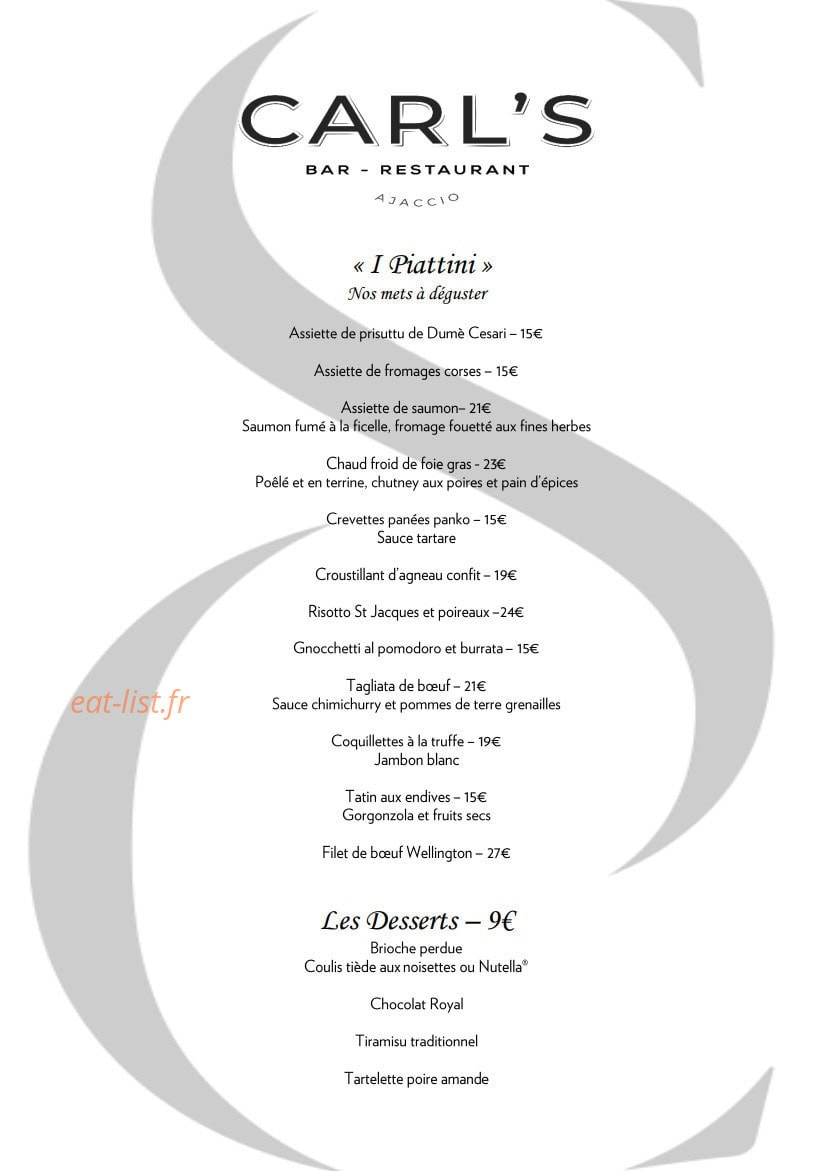 Carl's — carte page 1