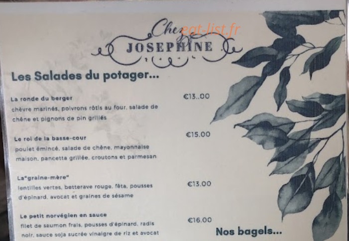 Chez Josephine — carte page 1