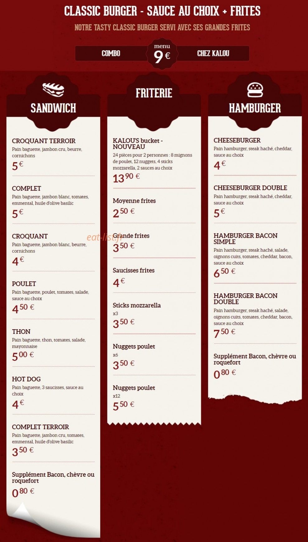 Chez Kalou — carte page 1