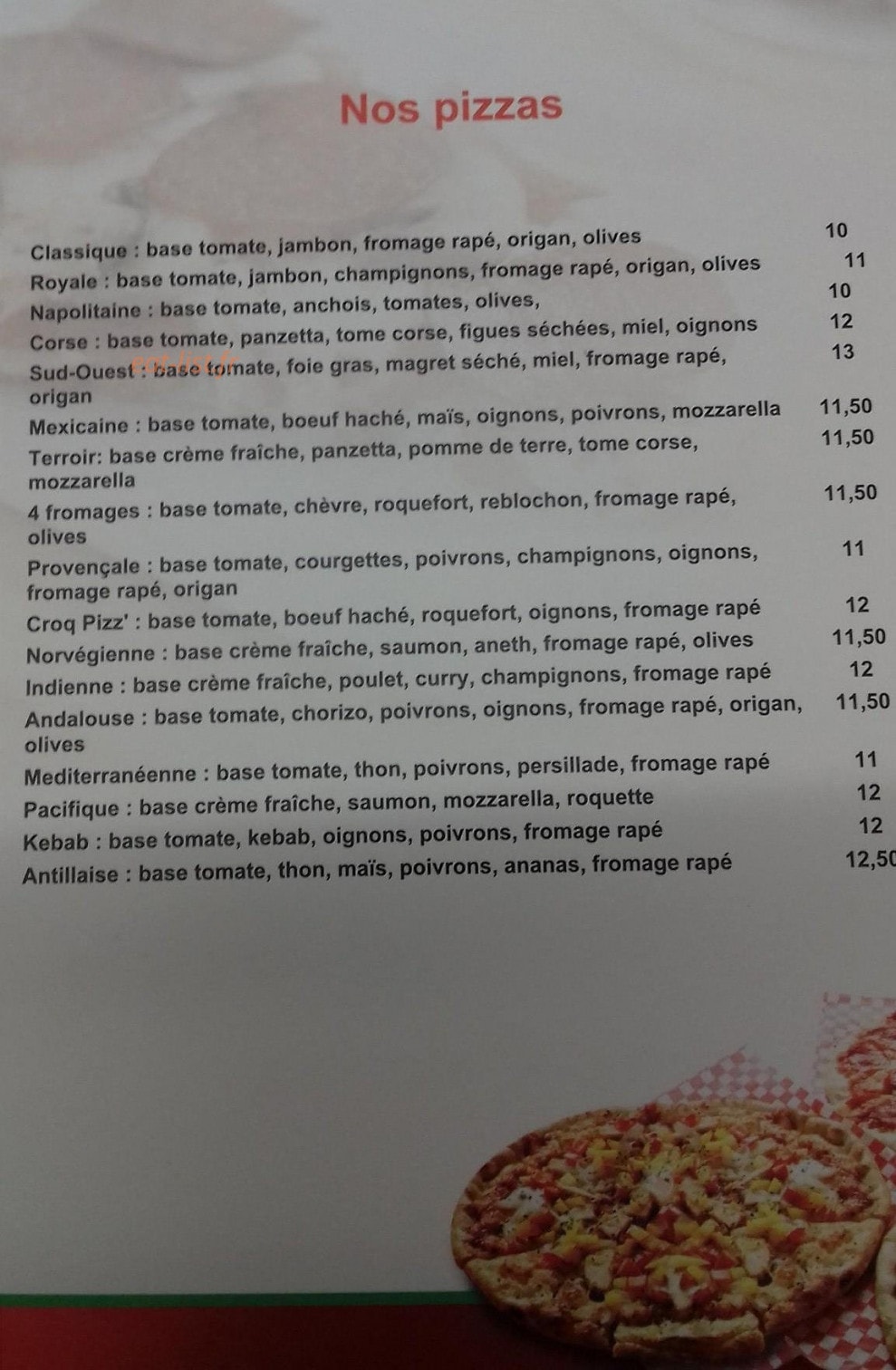 Croq Pizz' — carte page 1