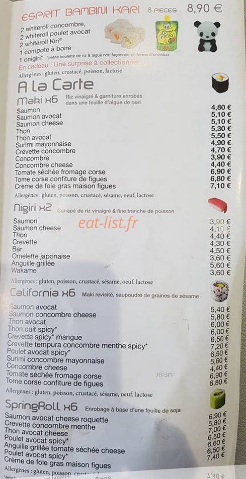 Esprit Sushi — carte page 3