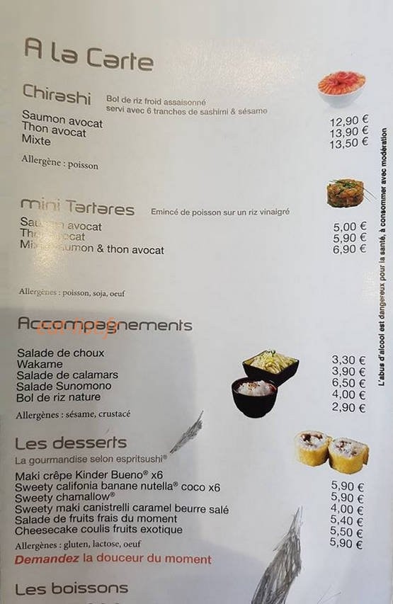 Esprit Sushi — carte page 1