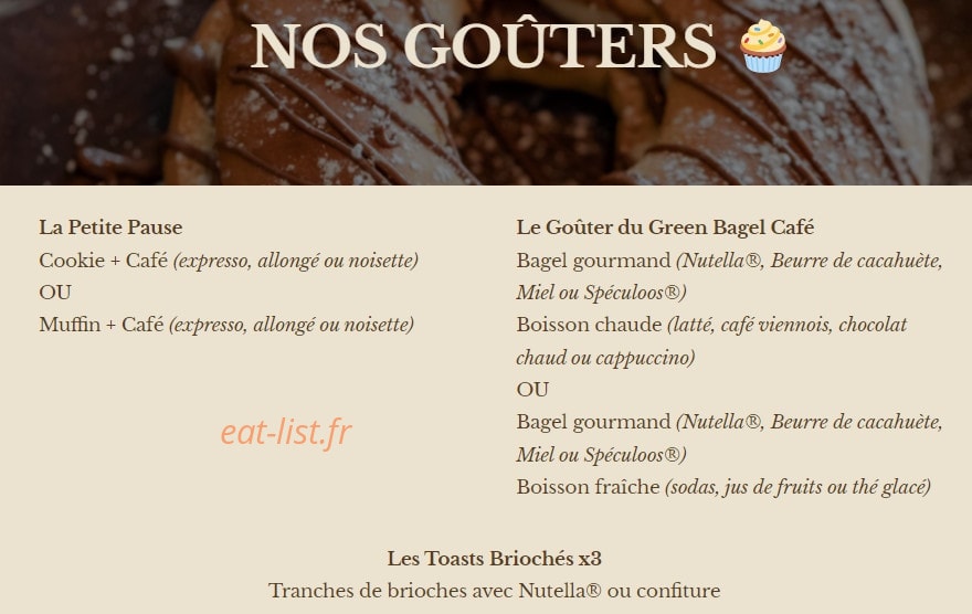 Green Bagel Café — carte page 5