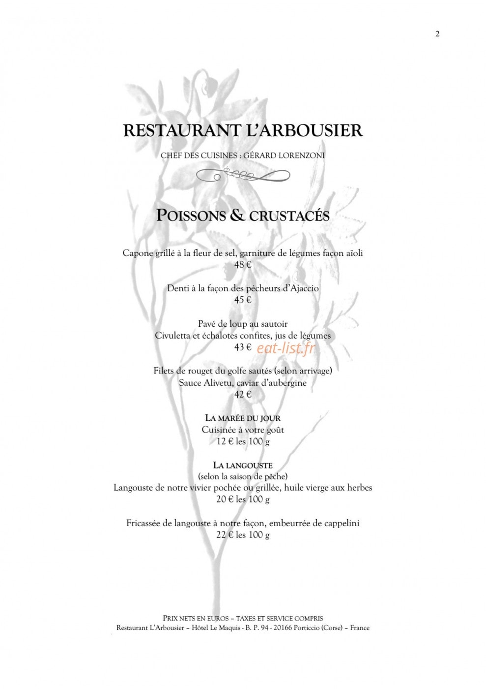 L’Arbousier — carte page 3