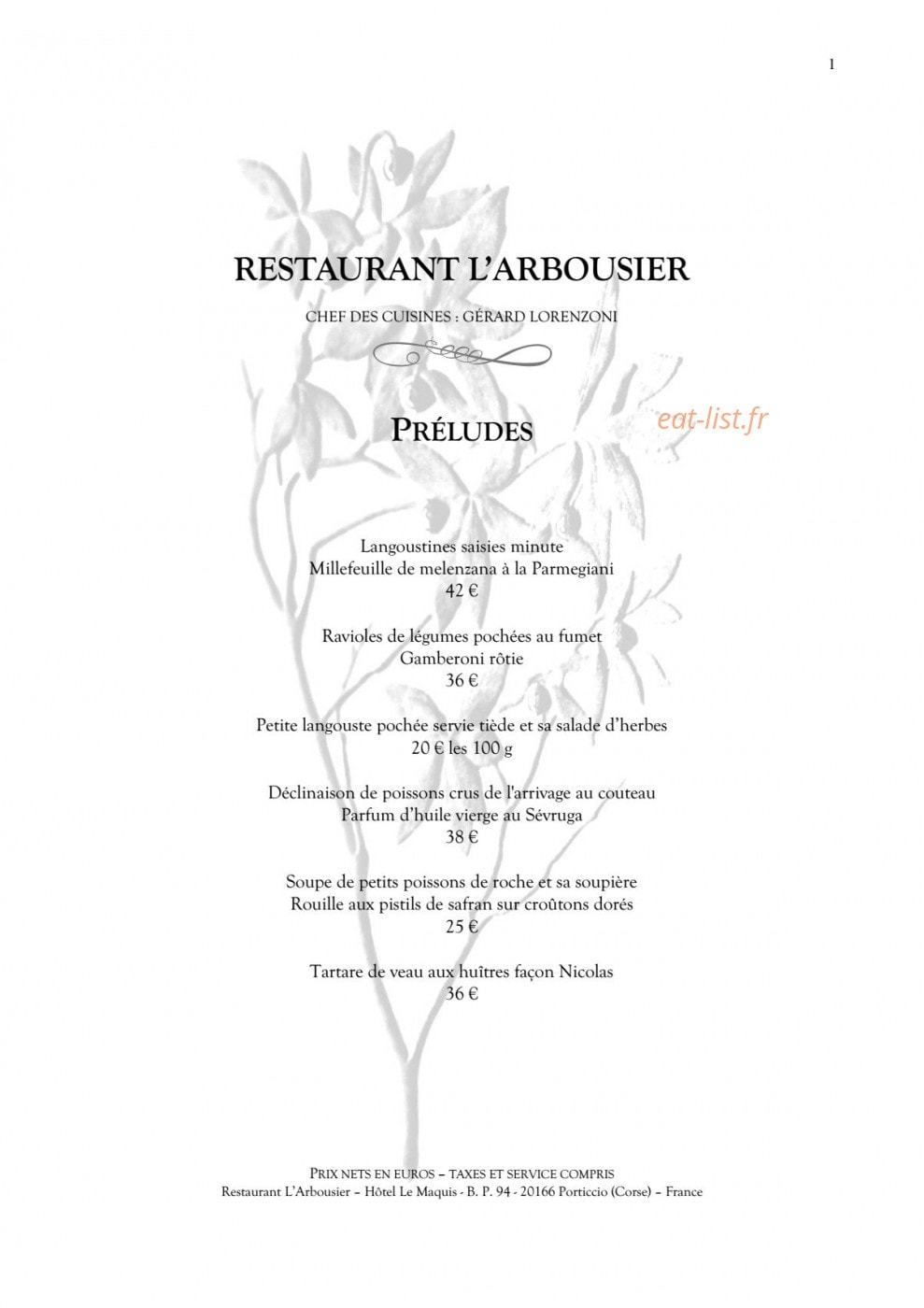 L’Arbousier — carte page 2
