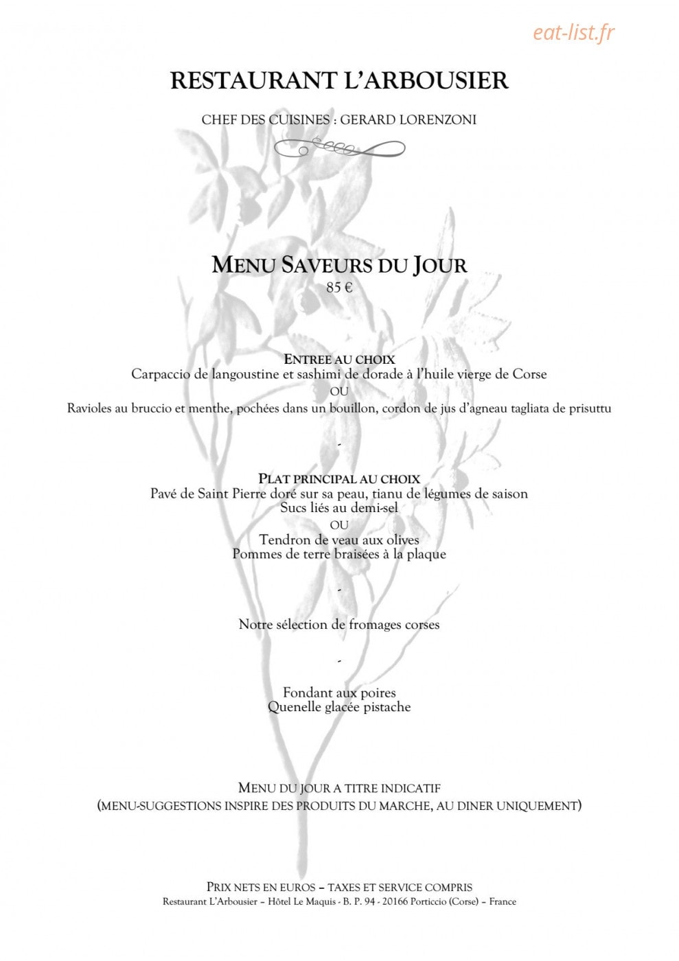 L’Arbousier — carte page 1