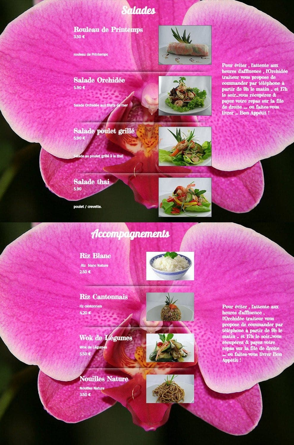 L' Orchidée — carte page 2
