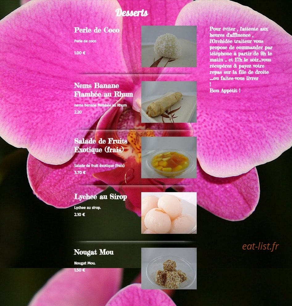 L' Orchidée — carte page 6