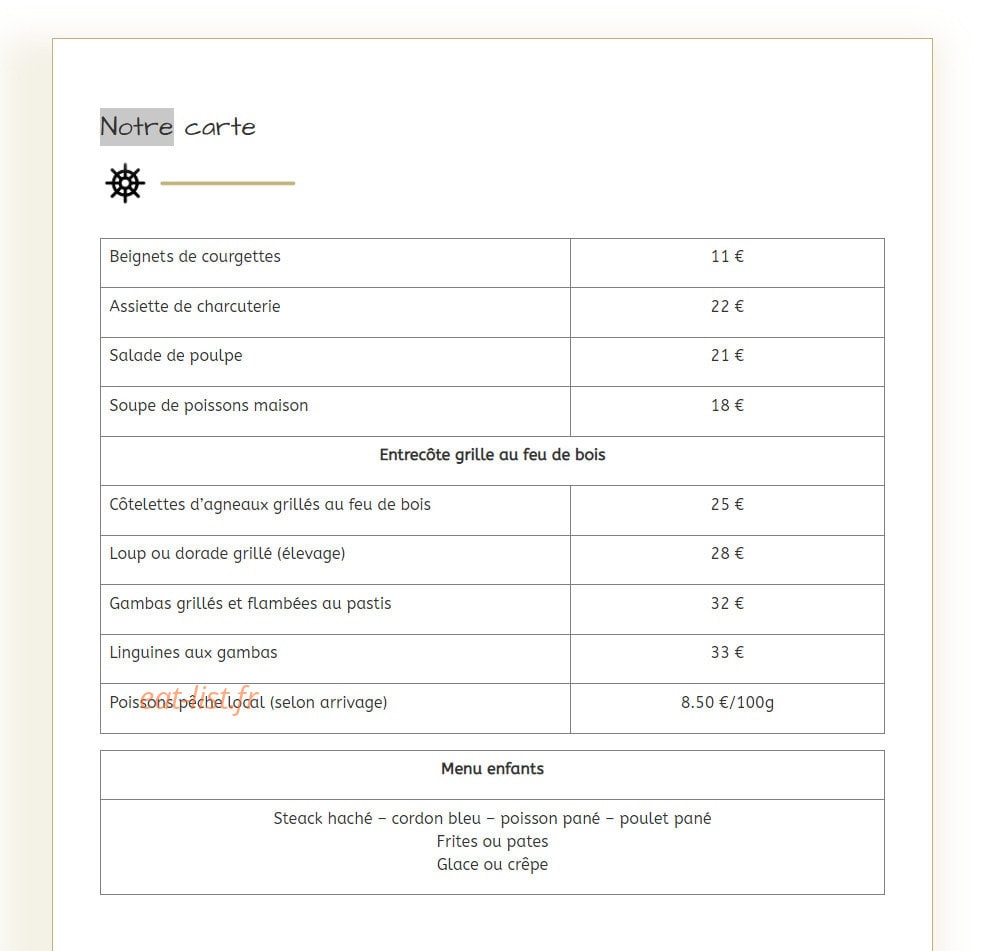 La crique — carte page 1