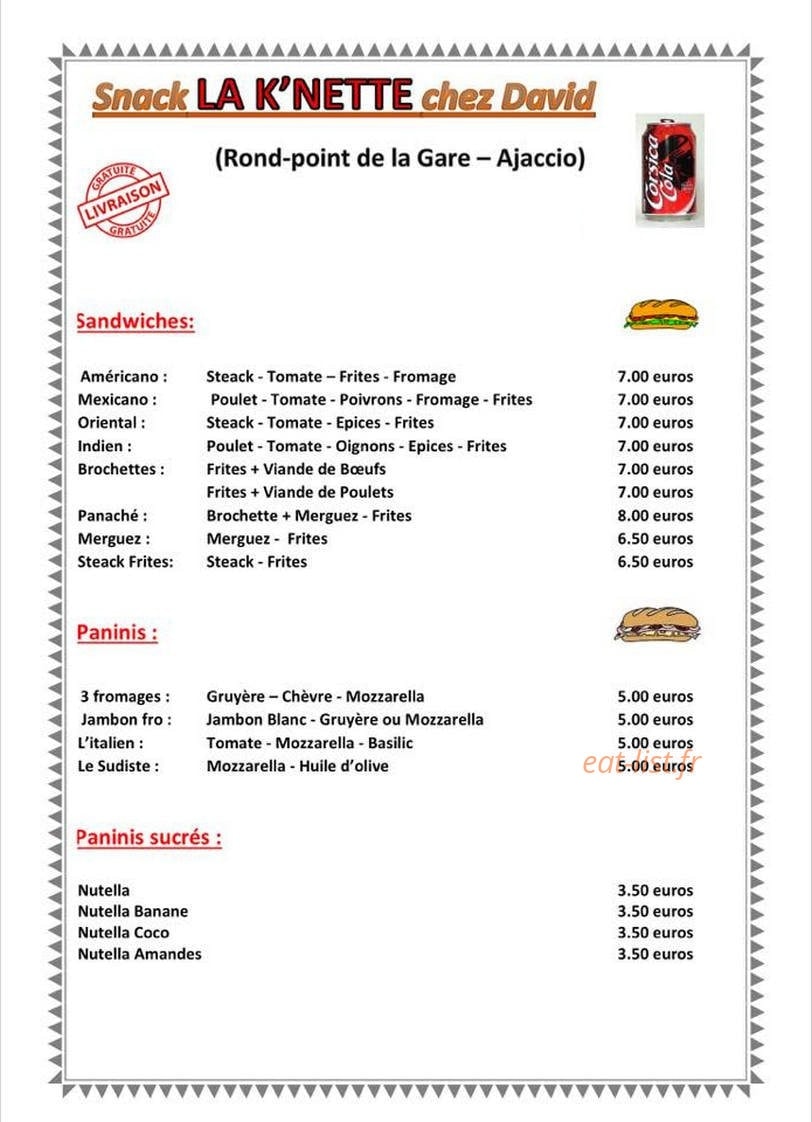 La K'Nette chez David — carte page 1
