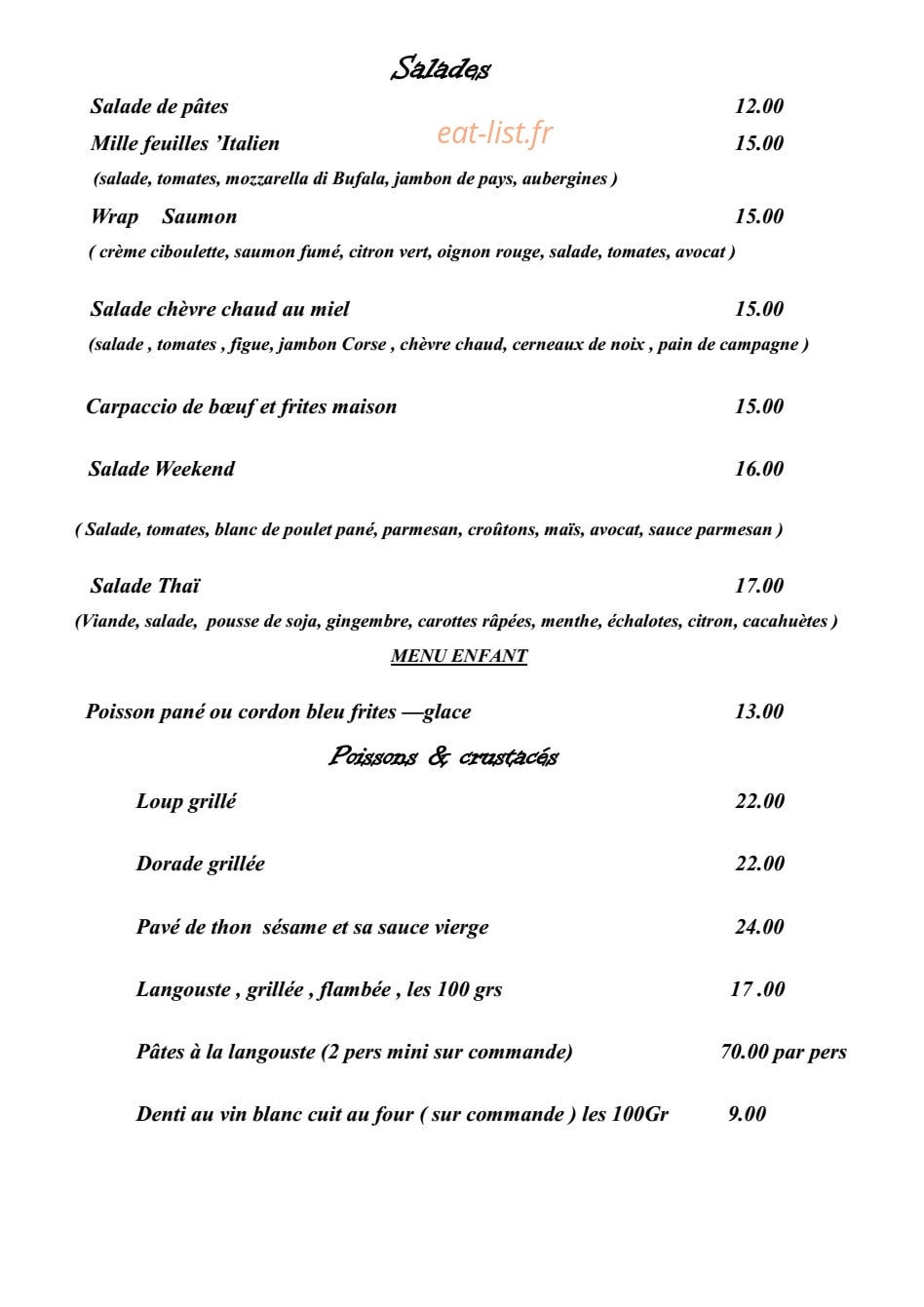 La Paillote — carte page 3