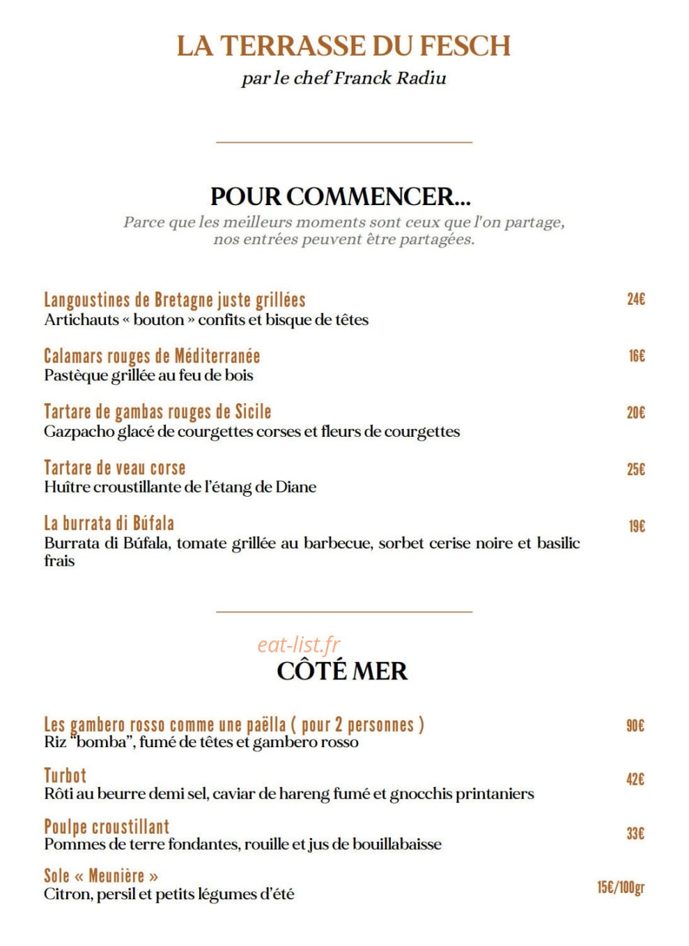 La Terrasse du Fesch — carte page 1
