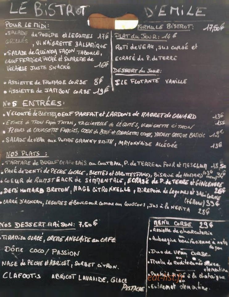Le bistrot d'Emile — carte page 2