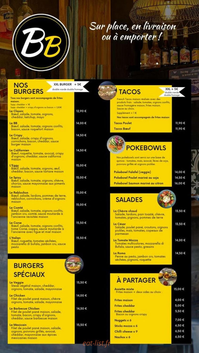 Le burger bar Mezzavia — carte page 1