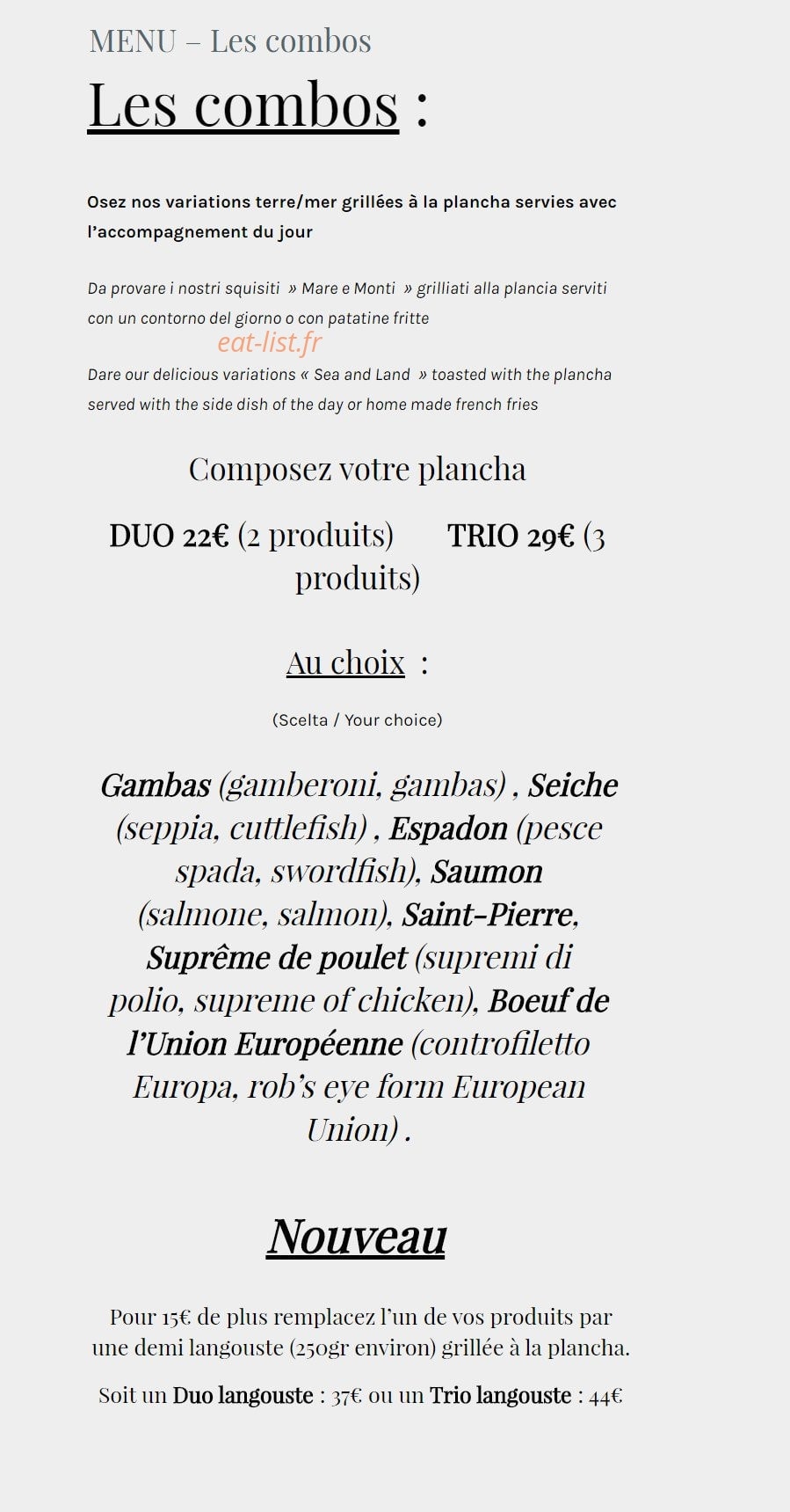 Le Cabanon Bleu — carte page 2