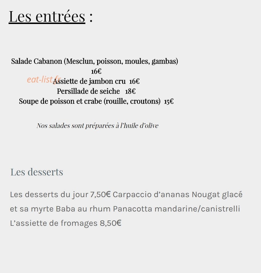 Le Cabanon Bleu — carte page 3