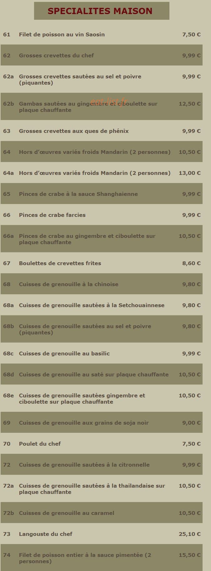 Le Mandarin — carte page 8