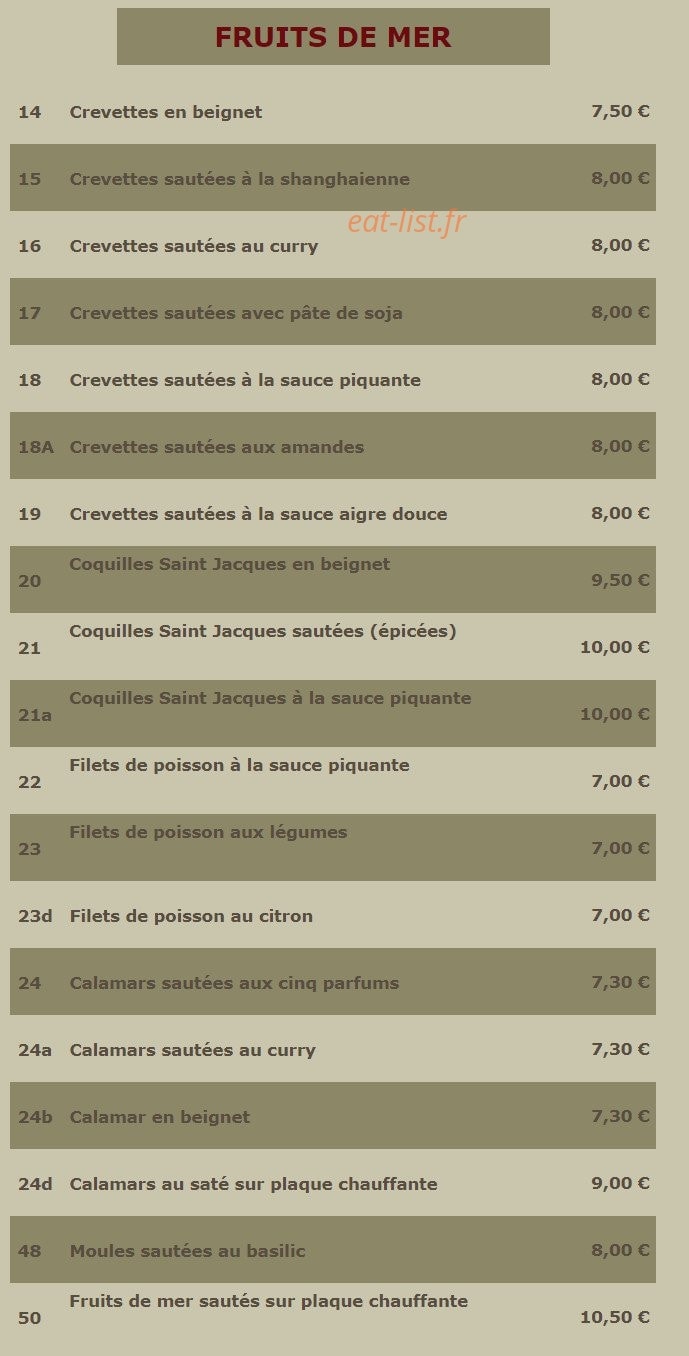 Le Mandarin — carte page 14