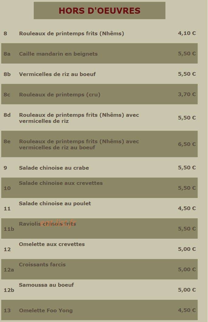 Le Mandarin — carte page 13