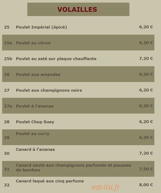 Le Mandarin — carte page 15