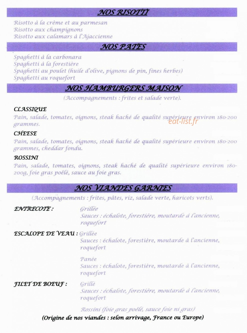 Le Pavillon Bleu — carte page 2