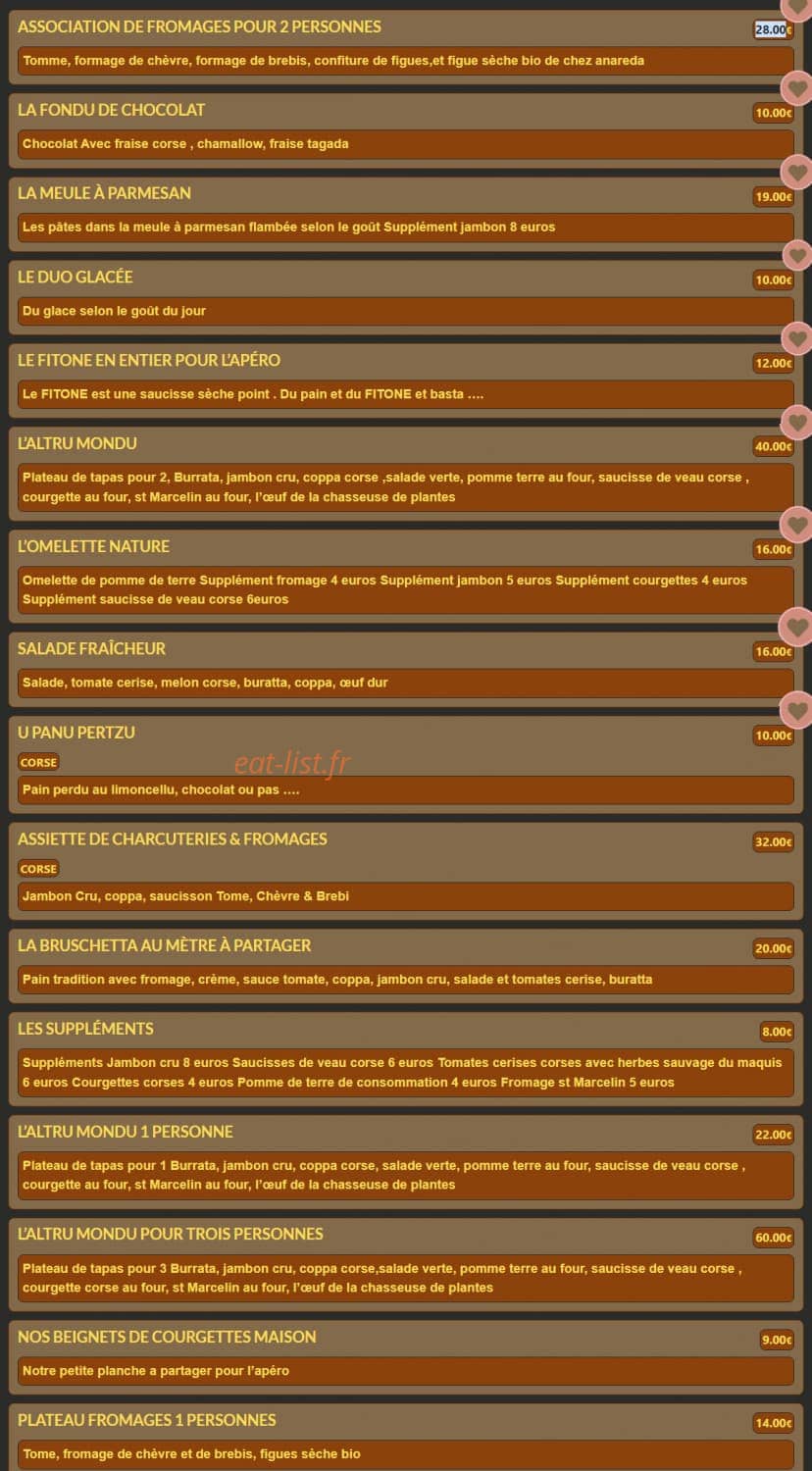 Le Petit Clos — carte page 1