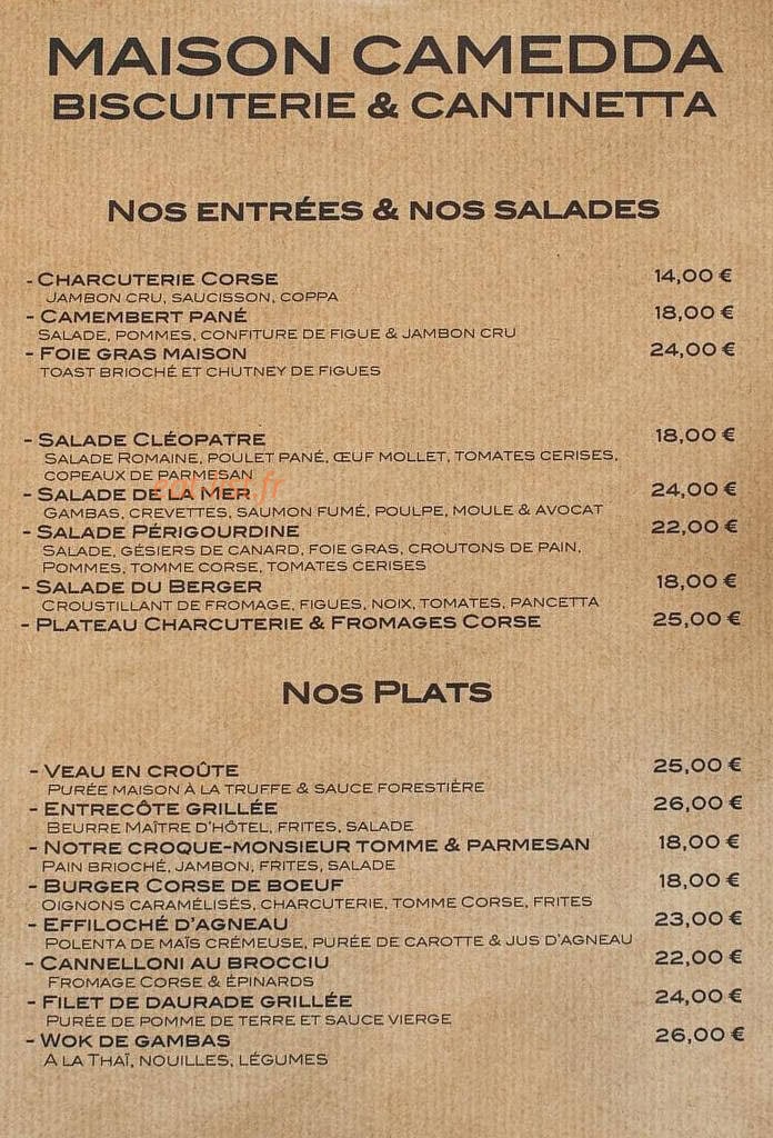 Maison Camedda — carte page 1