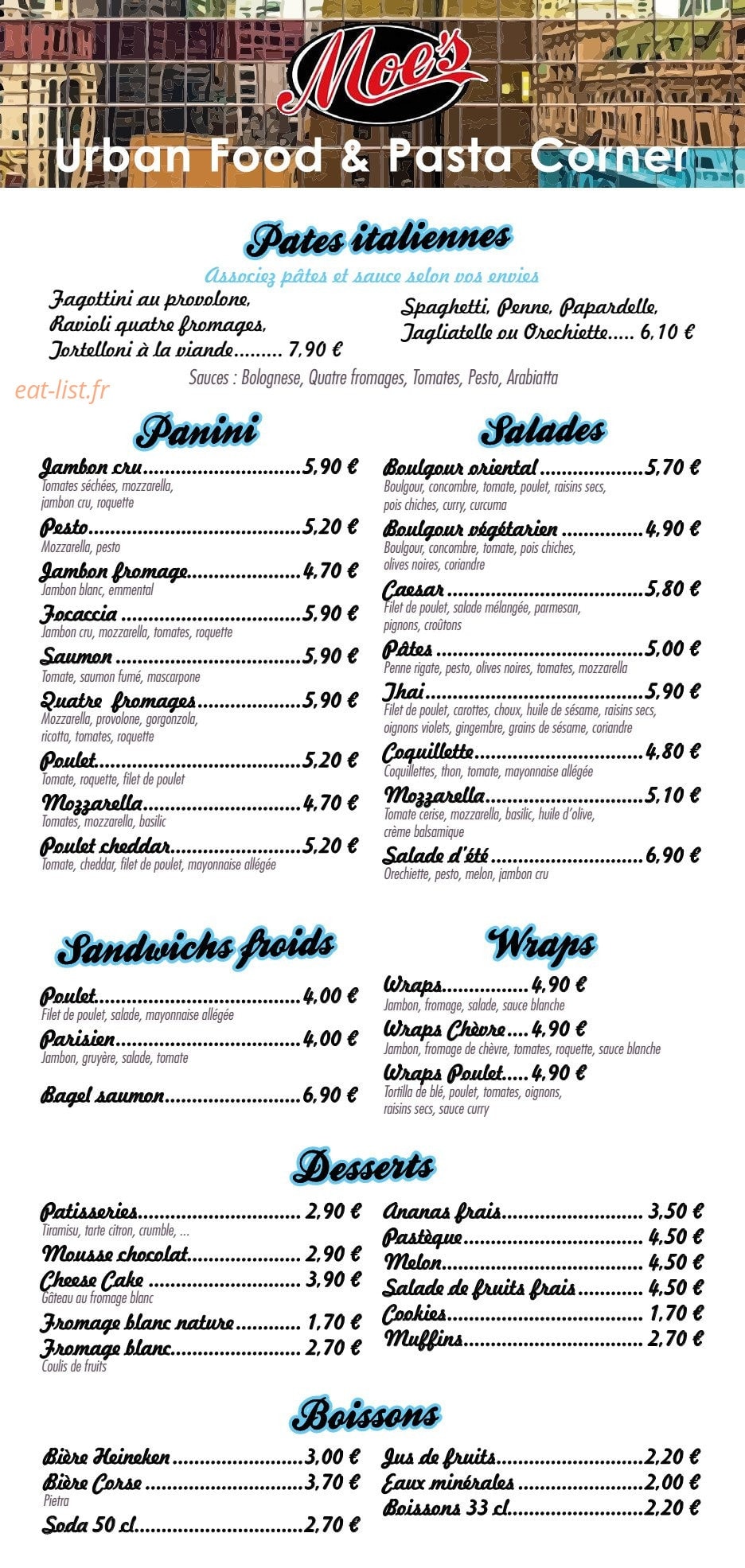 Moe's — carte page 1