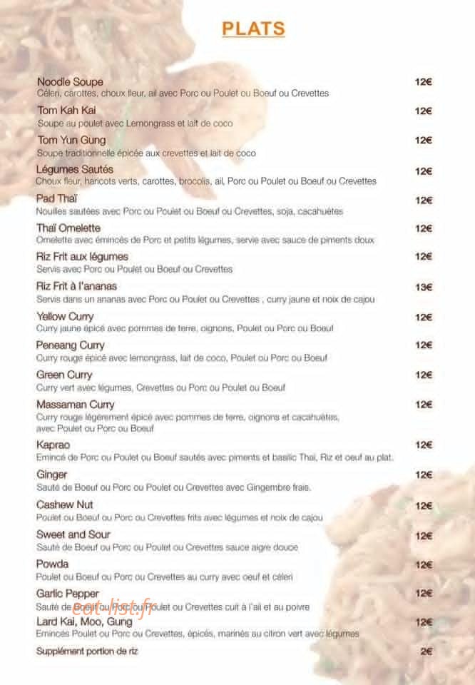 No Stress Thaï — carte page 2