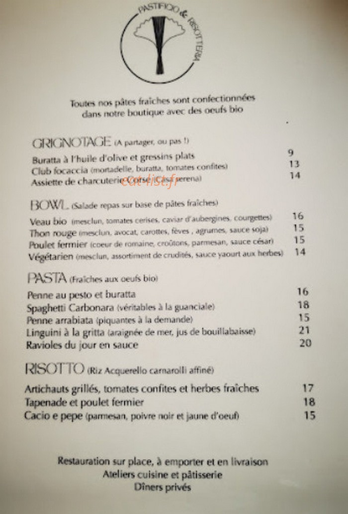 Pastificio & Risotteria — carte page 1
