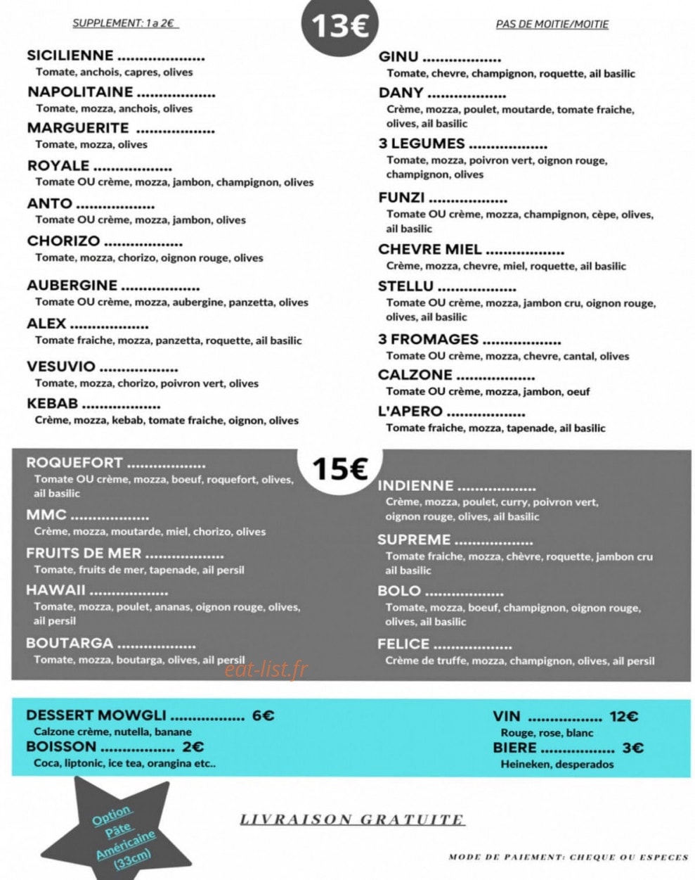 Pizz'Alex — carte page 1