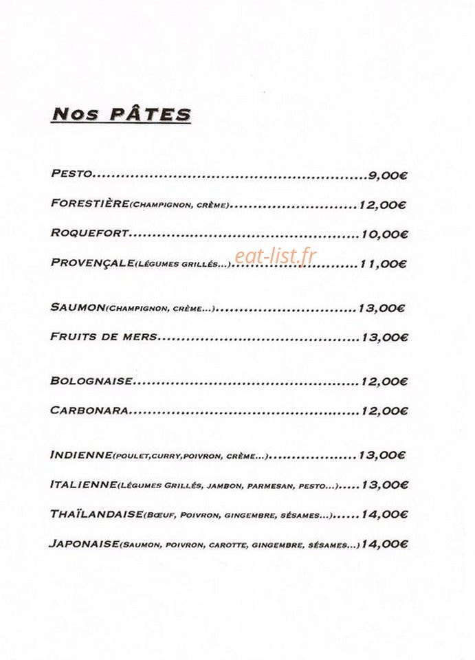 Restaurant Du Parc — carte page 4