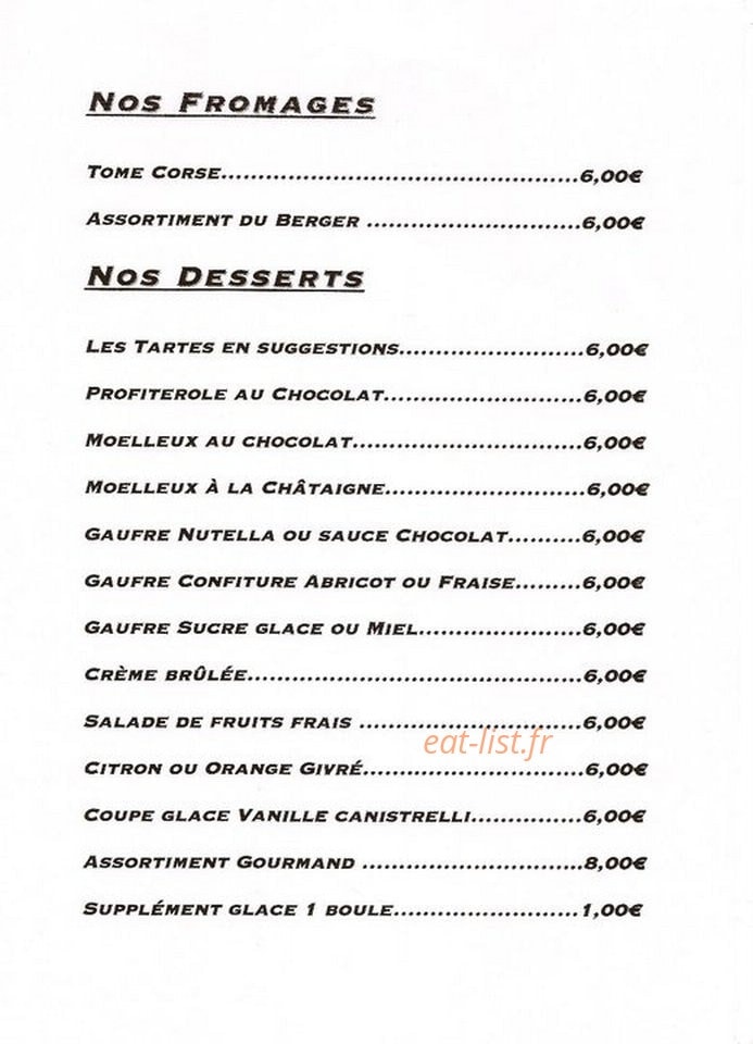 Restaurant Du Parc — carte page 6