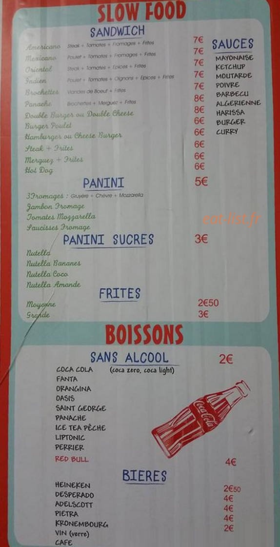 Slow food — carte page 1