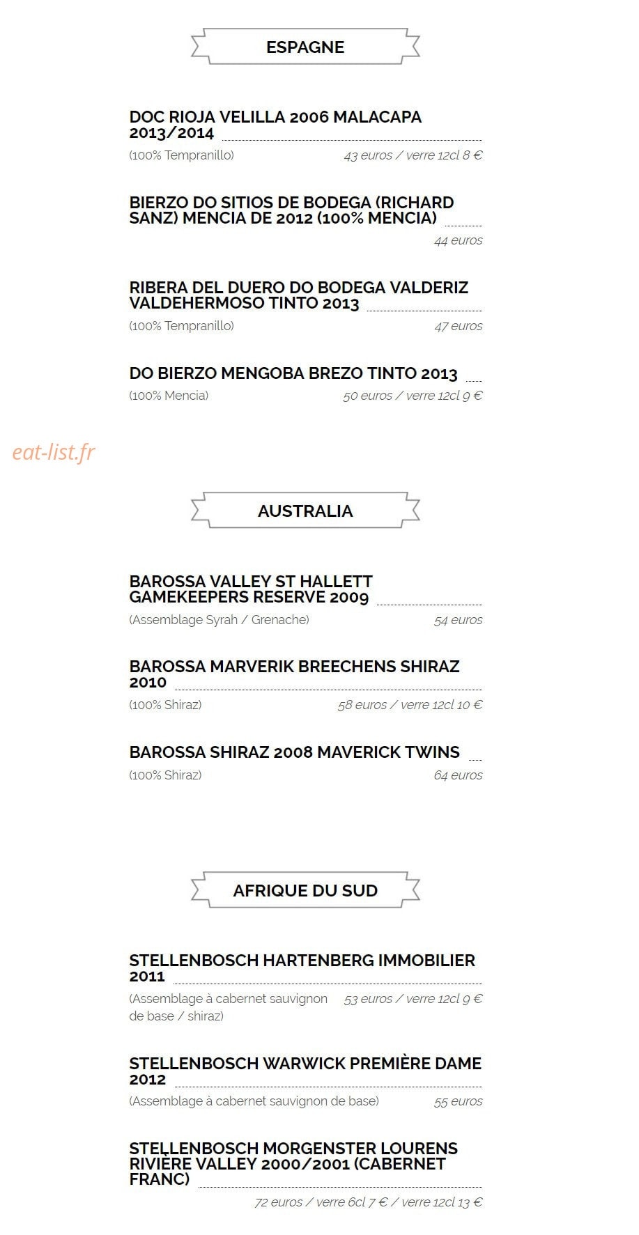 Sur La Braise — carte page 16
