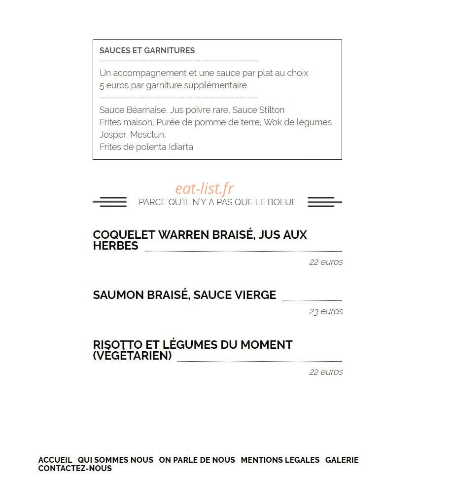 Sur La Braise — carte page 8