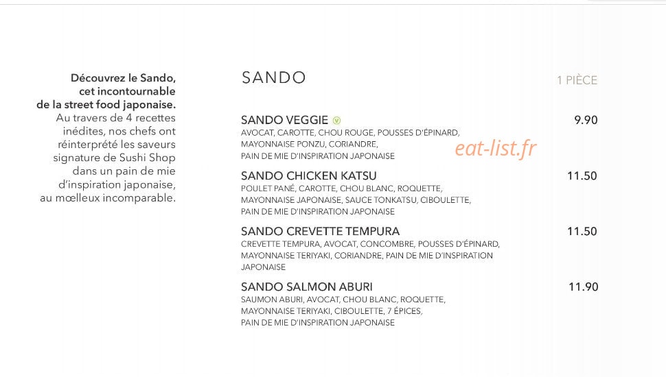 Sushi Shop — carte page 15