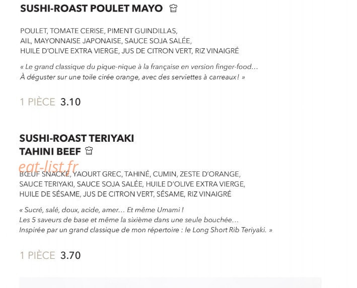 Sushi Shop — carte page 6