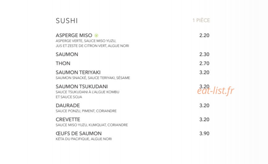 Sushi Shop — carte page 19