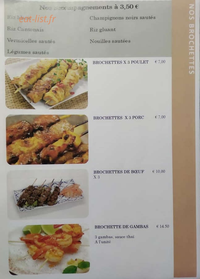 Tapas Thaï — carte page 7