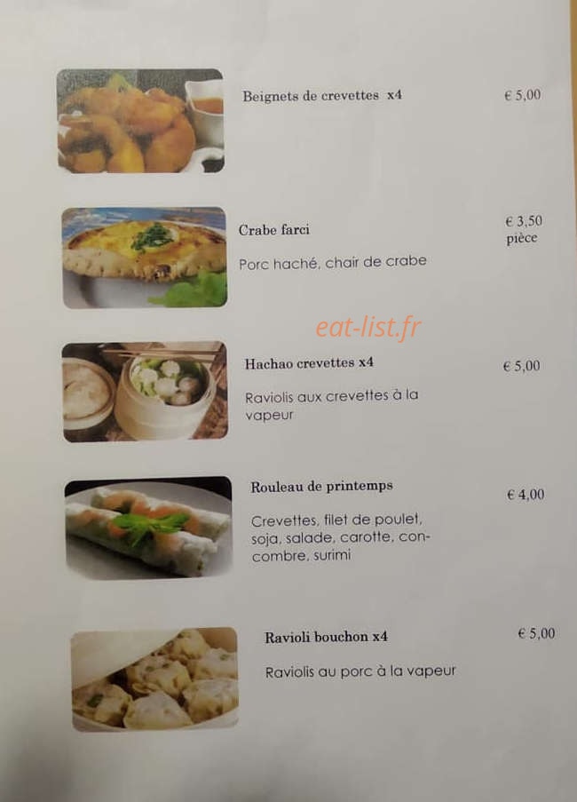 Tapas Thaï — carte page 2