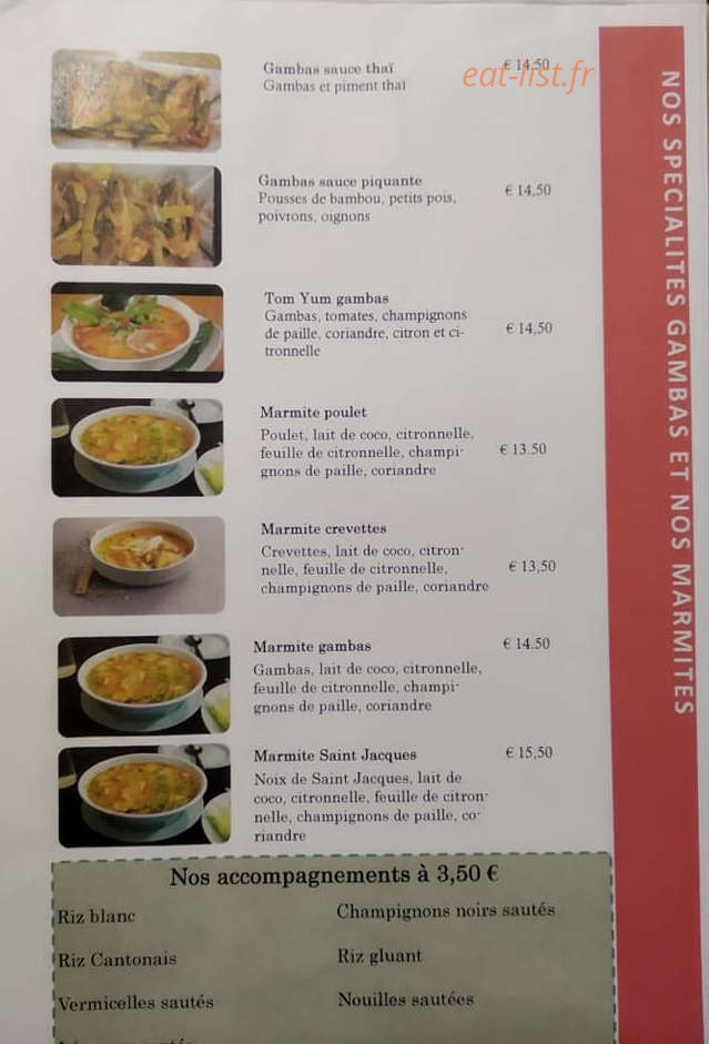Tapas Thaï — carte page 3