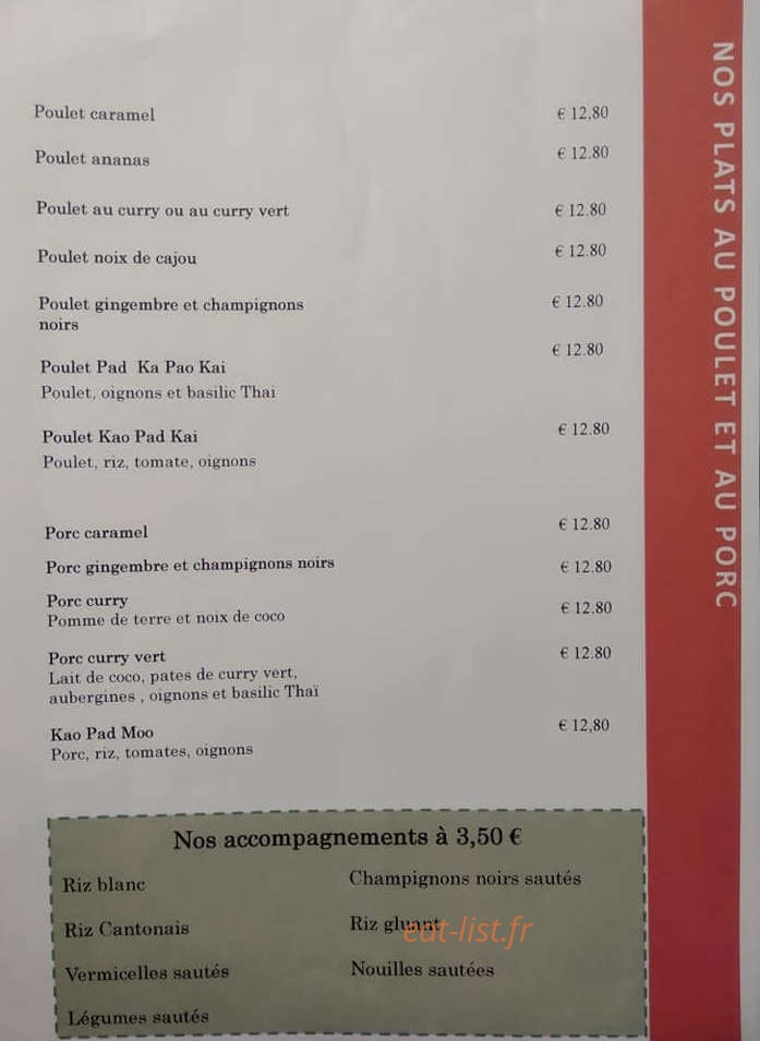 Tapas Thaï — carte page 5