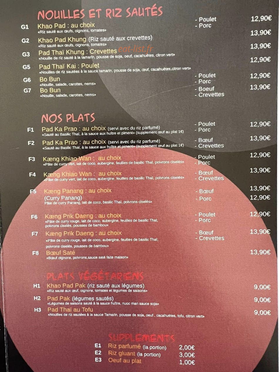 Thaï isaan street food — carte page 3