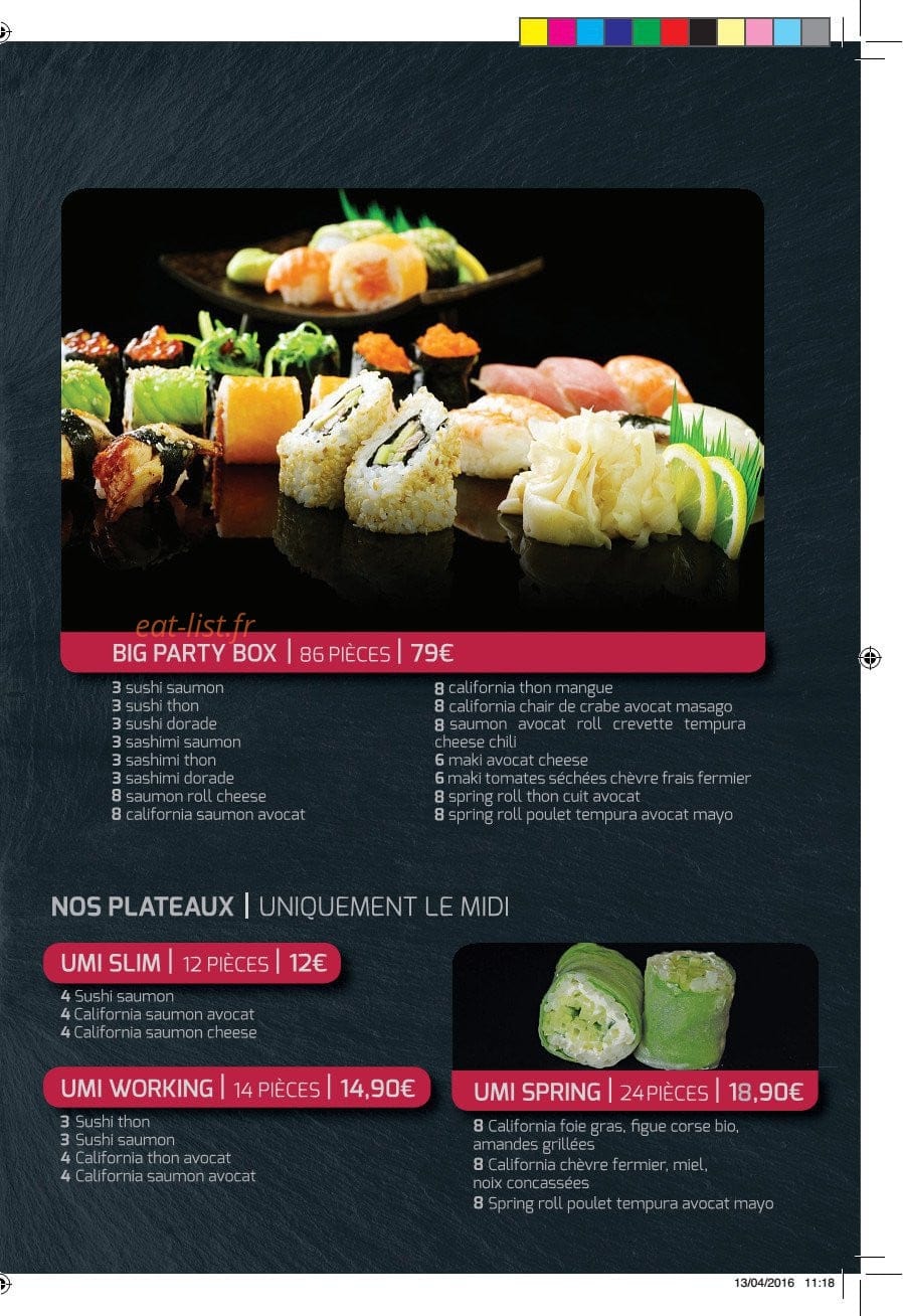 Umi Sushi — carte page 3