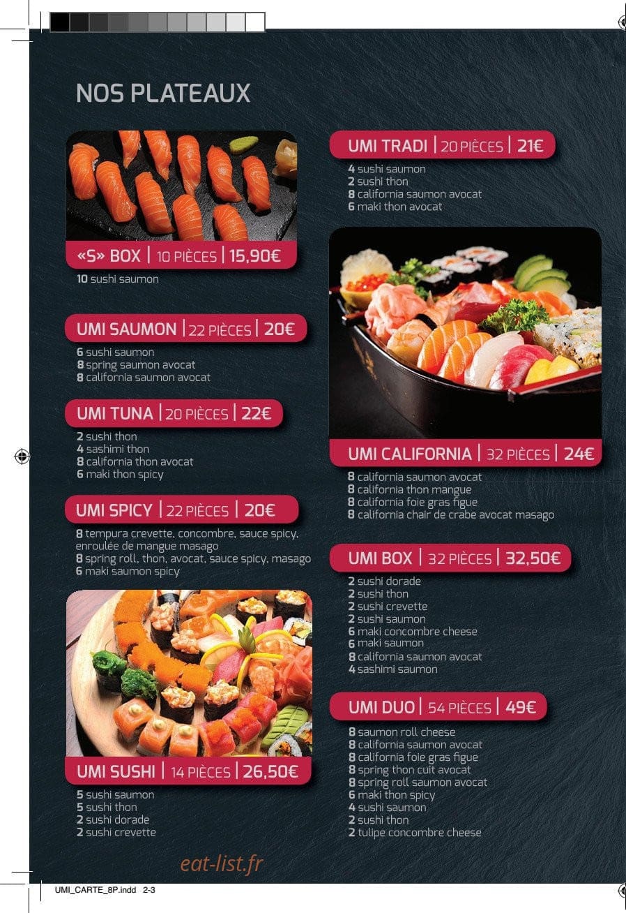 Umi Sushi — carte page 2
