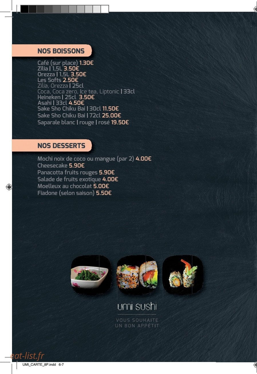 Umi Sushi — carte page 6